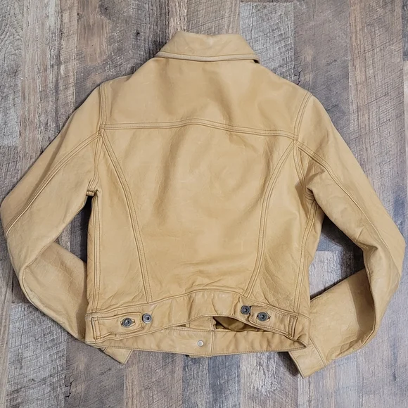 Spring 2026 Trend Vinatge GAP Tan Leather Jacket - Picture 11 of 16
